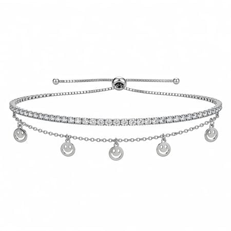 Handmade Silver Jewelry Smiley Tennis Bracelet